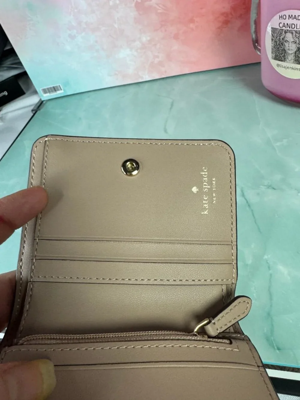★ Kate Spade New York White Bifold Wallet Card Case Coin Purse